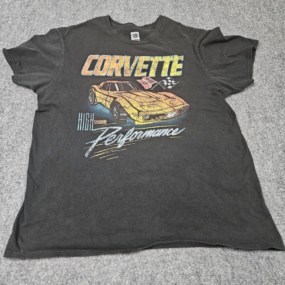 GM Corvette TShirt Mens Large Black‎ High Performance Graphic Retro Racing Tee
